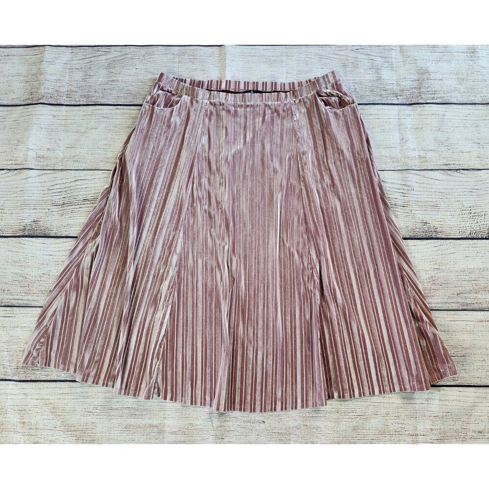 LuLaRoe Elegant 2XL Avery A-Line Pink Velour Skirt Midi Pockets‎ Dusty Rose